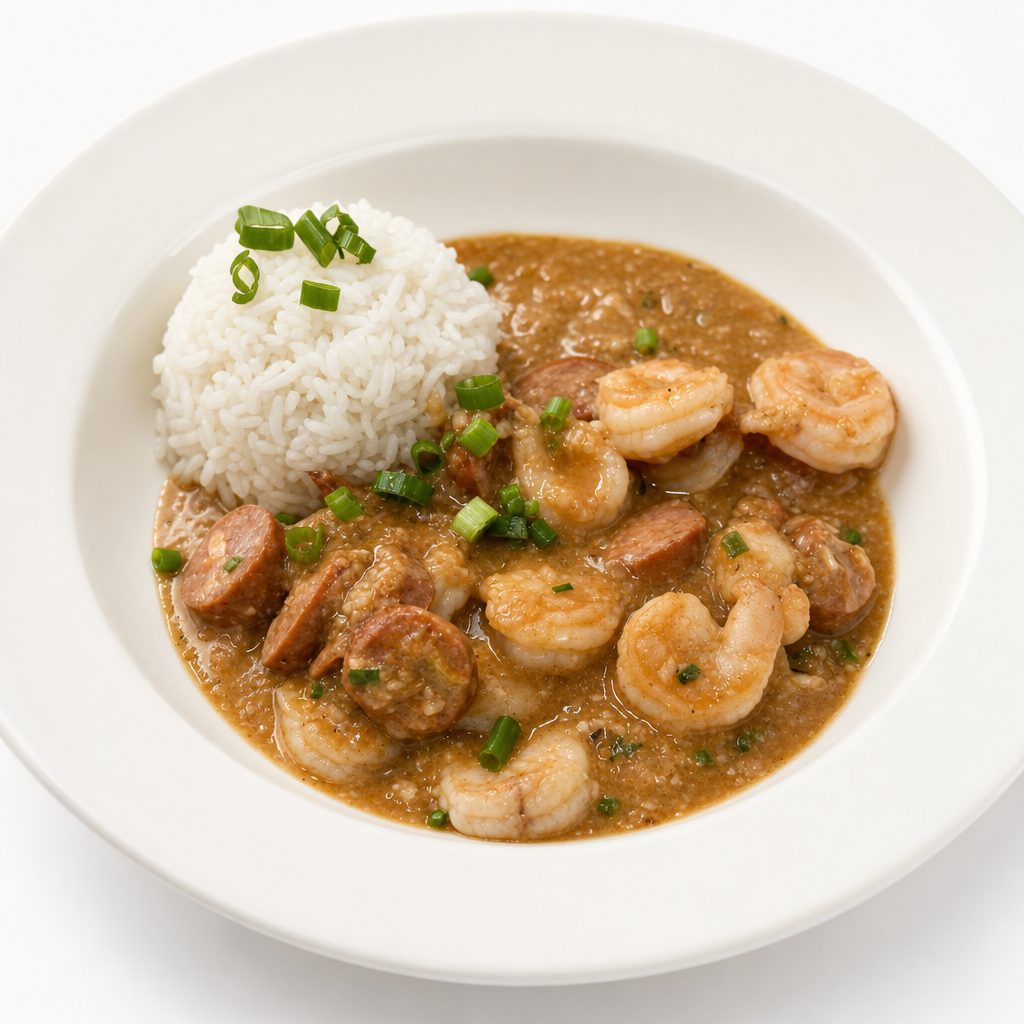 Etouffee Chicken, Shrimp & Andouille.